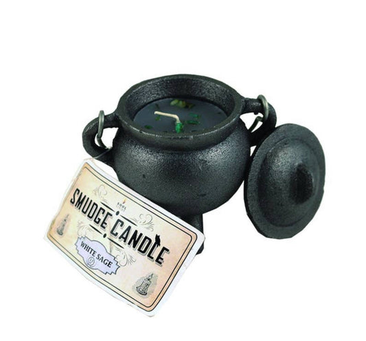 White Sage Smudge Candle 4β Cast Iron Cauldron