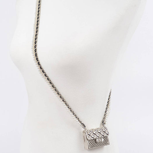 3AM Quilted Embossed Metal Super Mini Bag W/Double Long Straps