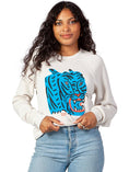 Load image into Gallery viewer, Kristina Micotti Blue Tiger Crewneck Sweatshirt Cream
