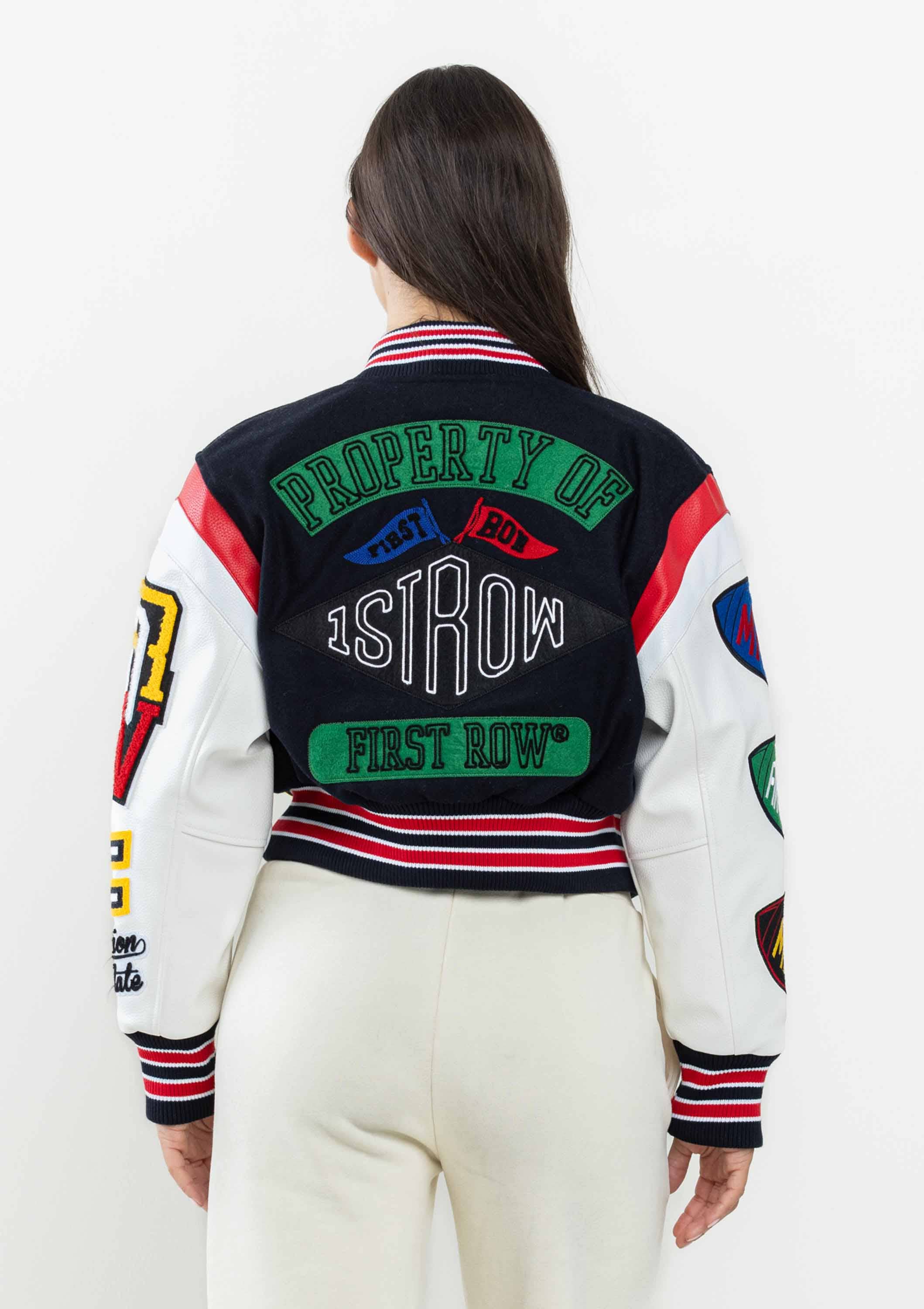 First Row Cropped Varsity Jacket