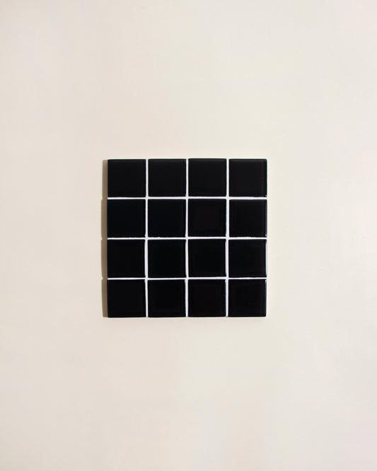 GLASS TILE COASTER in Black Canvas