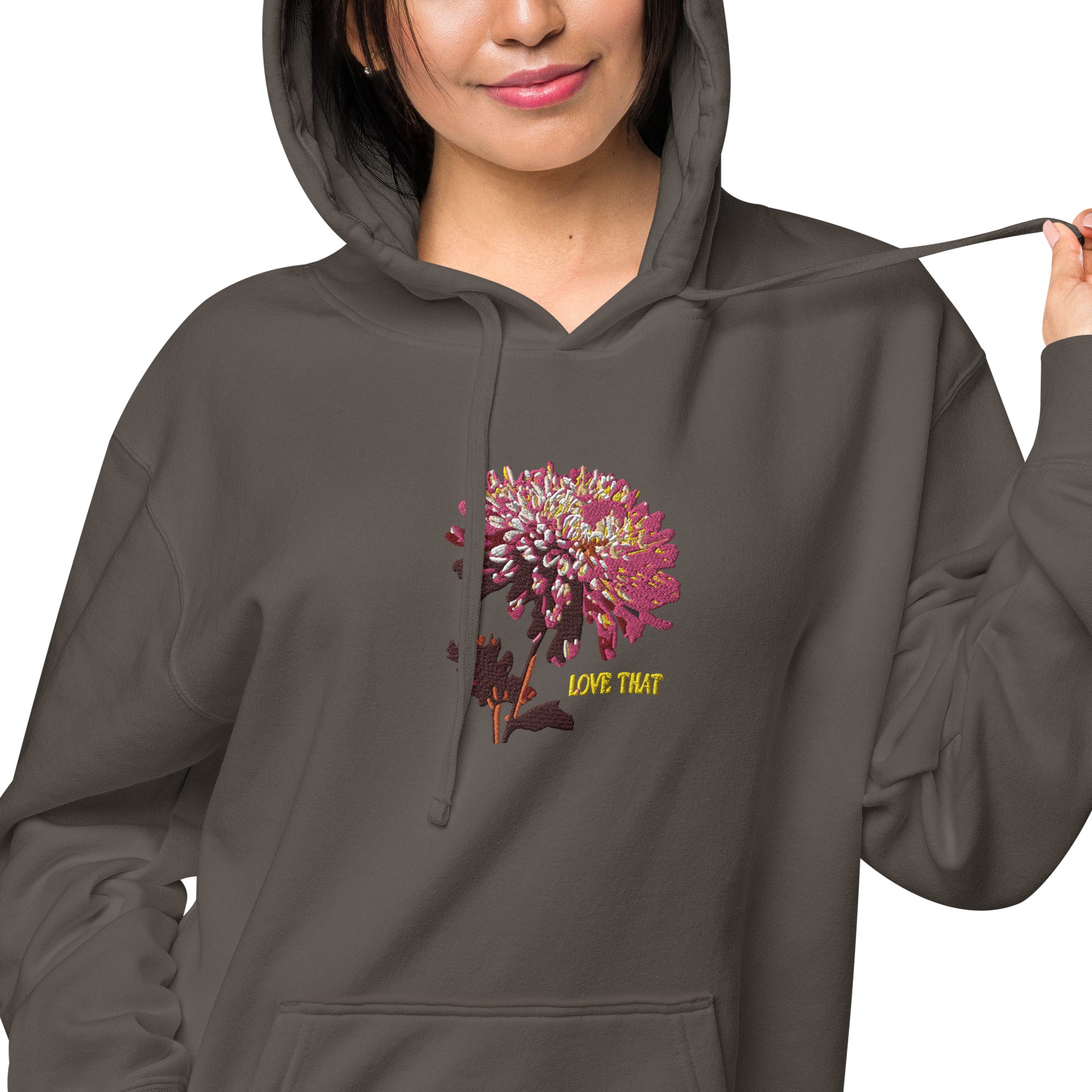 Embroidered Chrysanthemum Hoodie - Love That