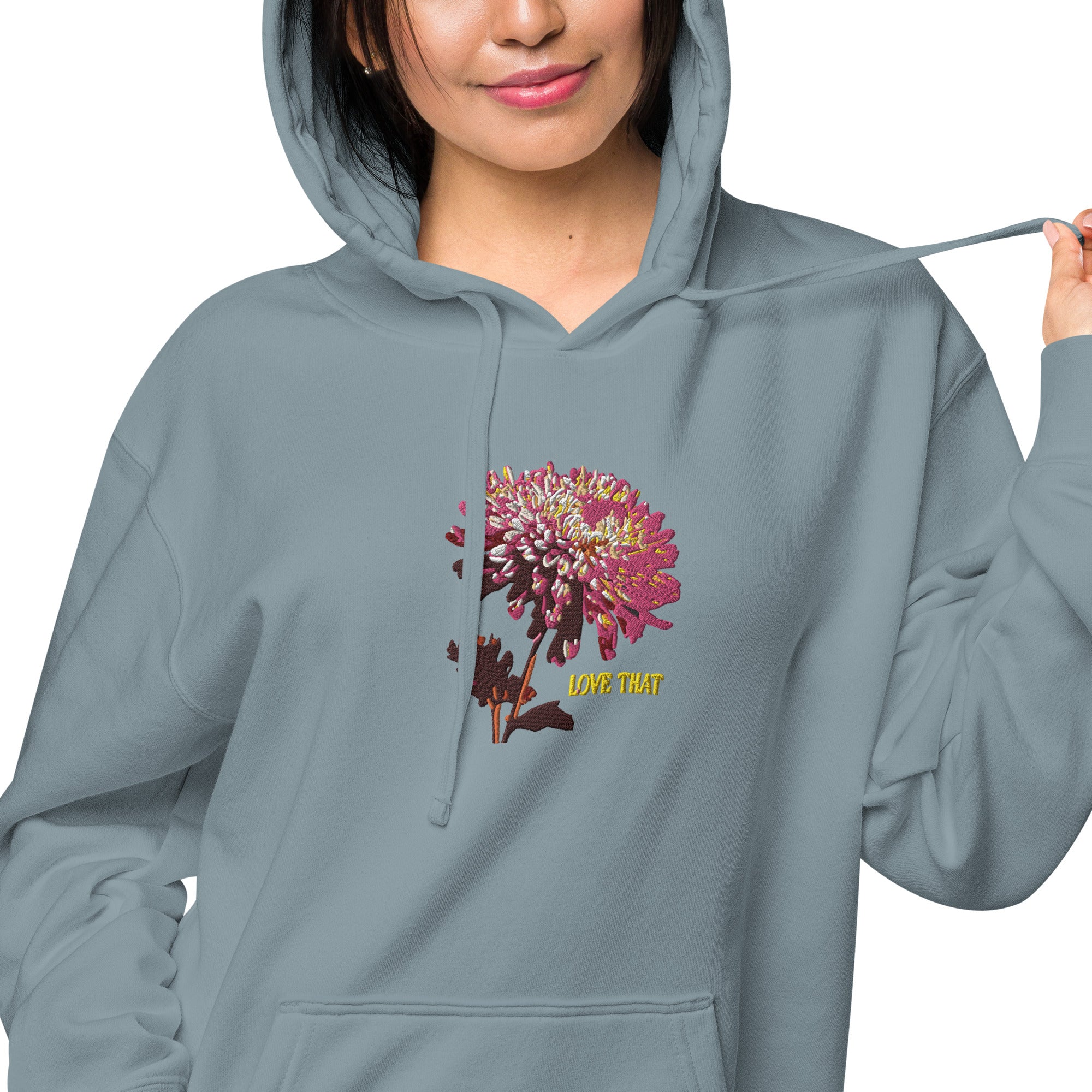 Embroidered Chrysanthemum Hoodie - Love That