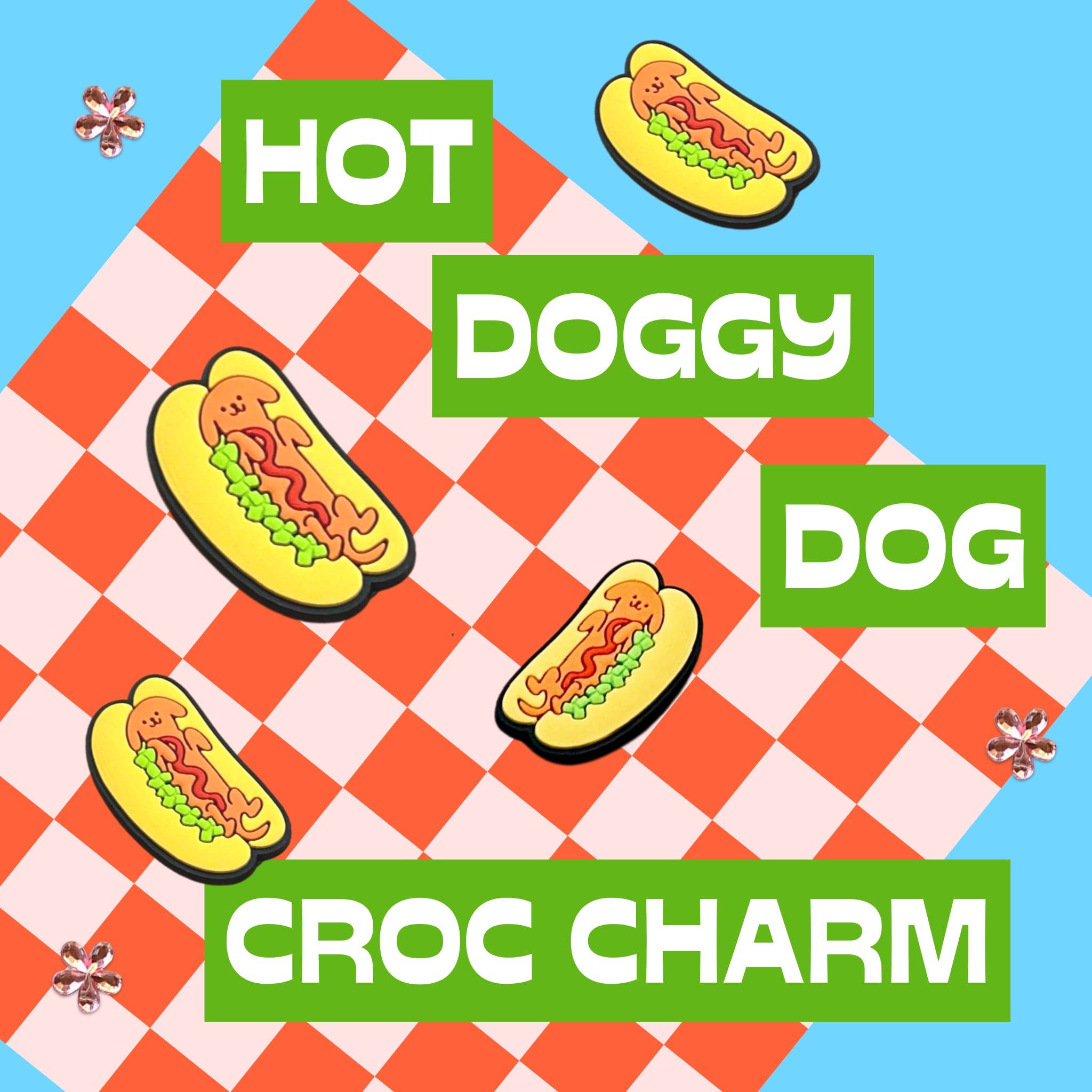 Peach Fuzz Hot Doggy Dog Croc Charm