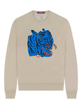 Load image into Gallery viewer, Kristina Micotti Blue Tiger Crewneck Sweatshirt Cream
