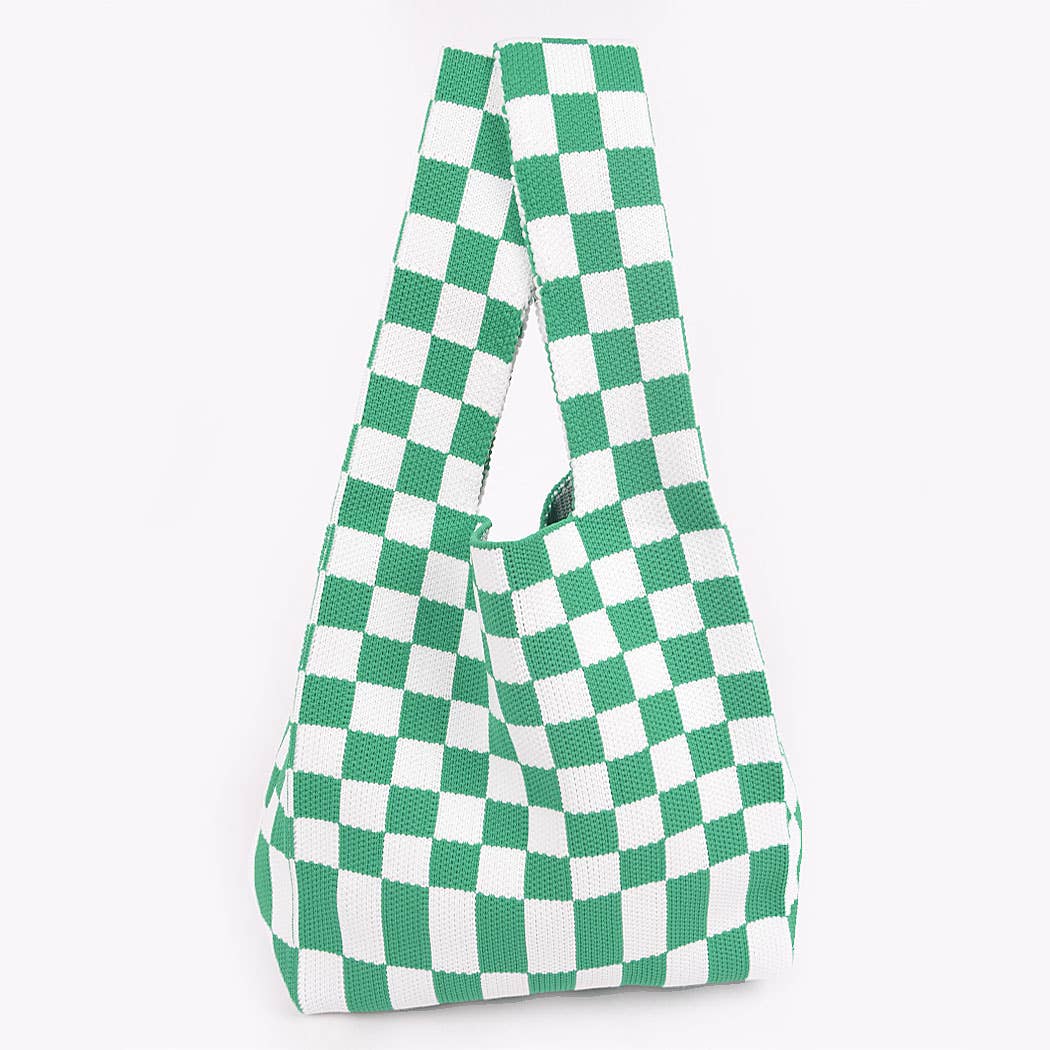 3AM Green Check Woven Tote