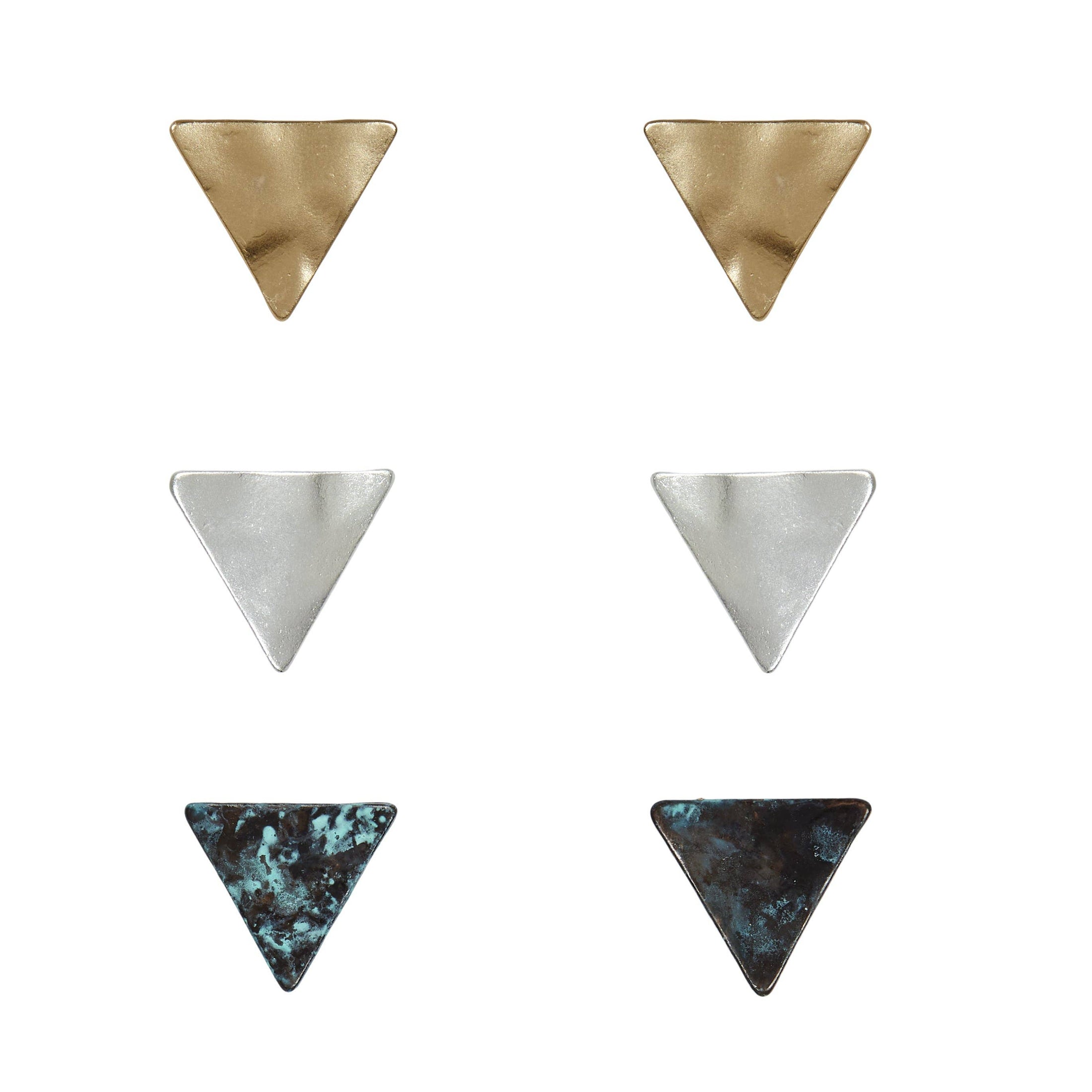 Hammered Triangle Earring Set