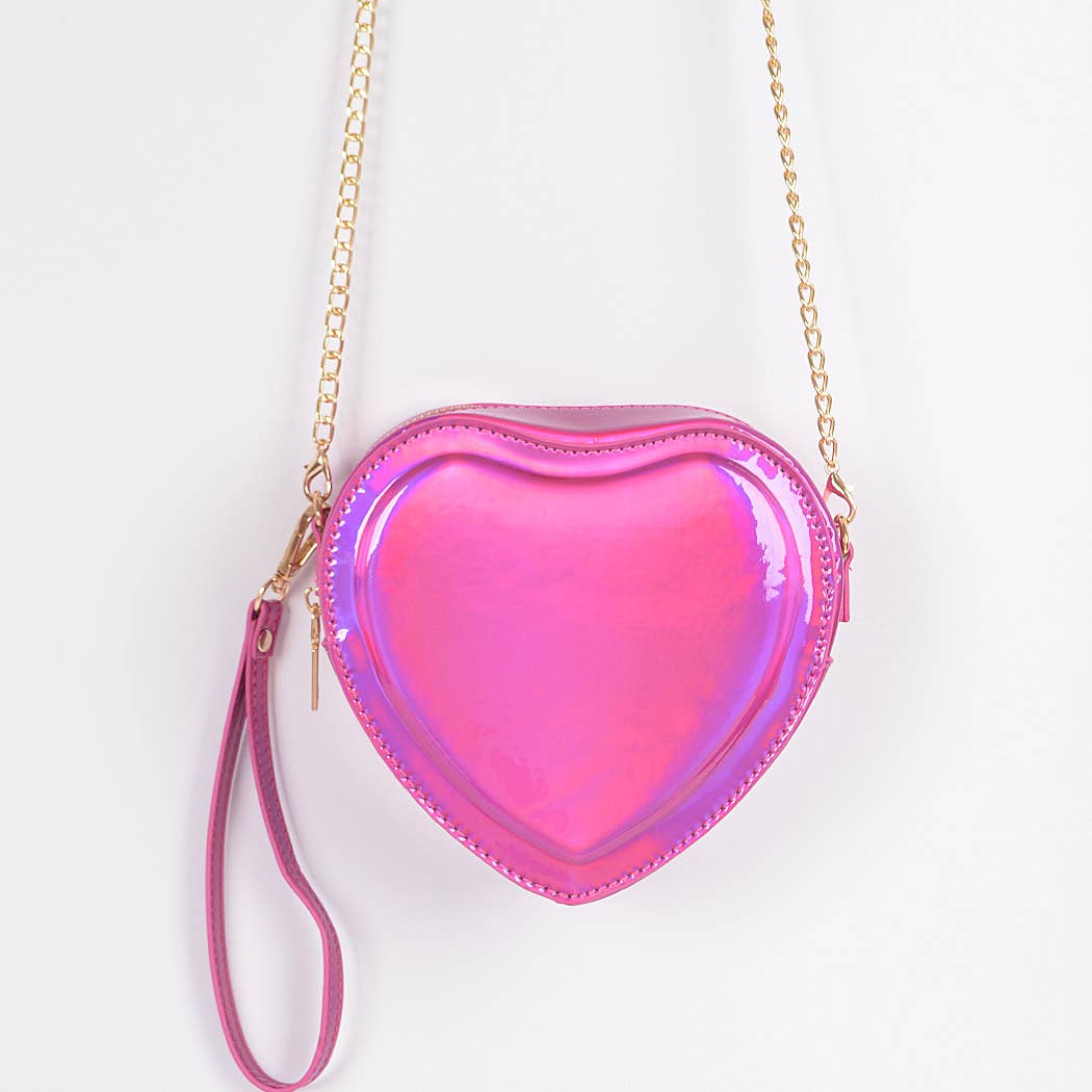 3AM Heart Shape Mirror Metallic Crossbody Bag